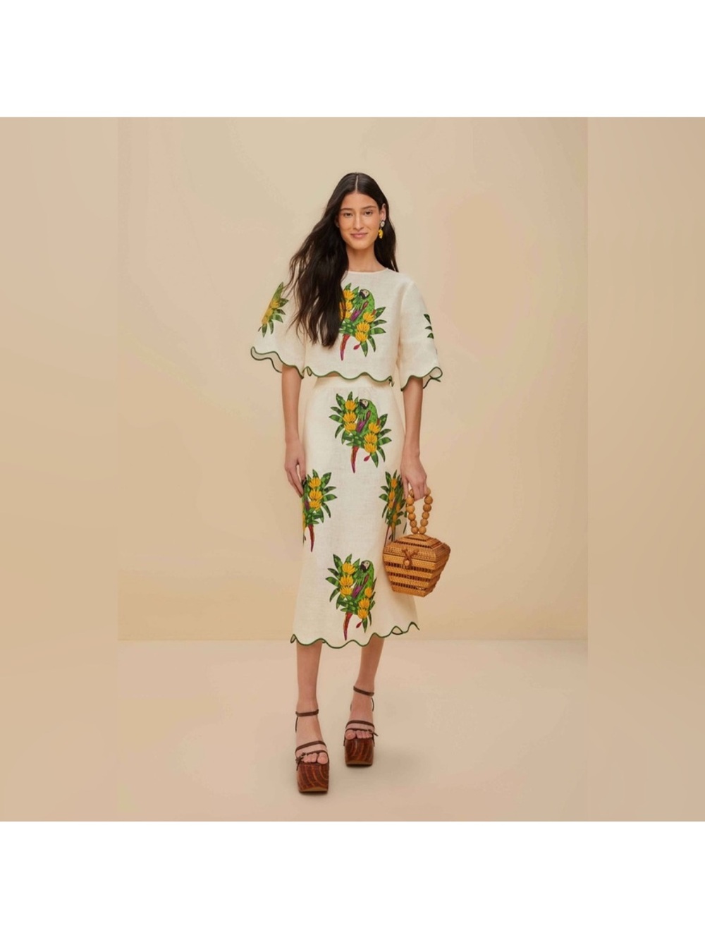 SOLD OUT Farm Rio skirt and top parrot 🦜 set with Scallop-Trim